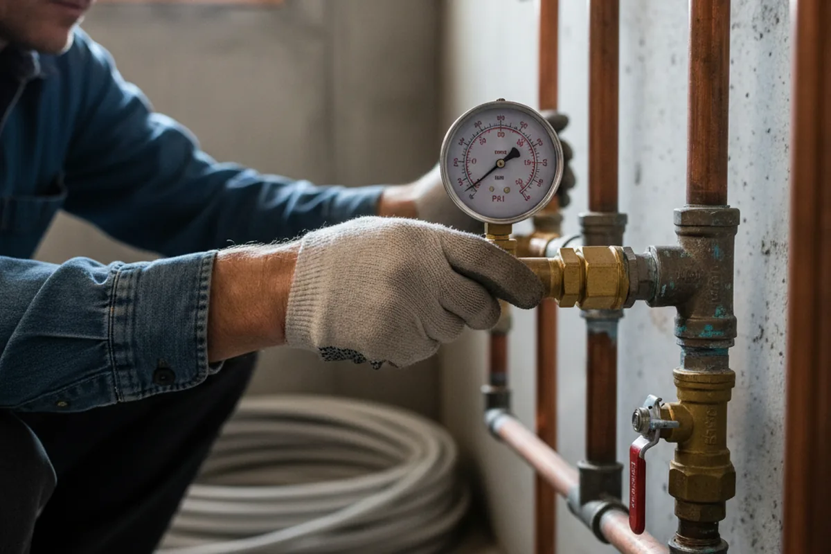 Pressure testing a repaired line during Water Line Repair in West New York